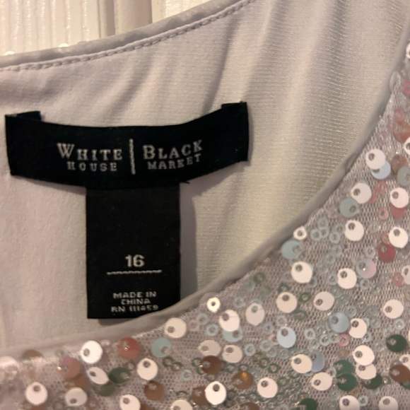 NWT White House black market silver sequined lined shift dress - Picture 7 of 7